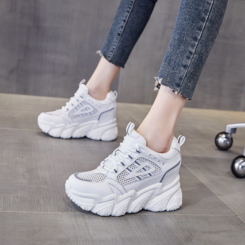 内增高老爹鞋女夏季新款透气ins潮鞋子8cm厚底跑步运动鞋休闲女鞋