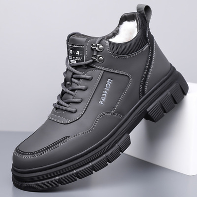 2025冬季男士棉鞋冬季保暖加绒高帮马丁靴休闲皮鞋东北雪地靴2377