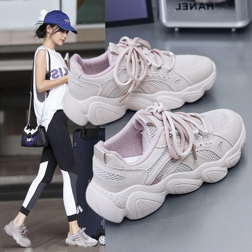 2026春季新款运动鞋女韩版厚底网面老爹鞋子女街拍休闲跑步鞋F033