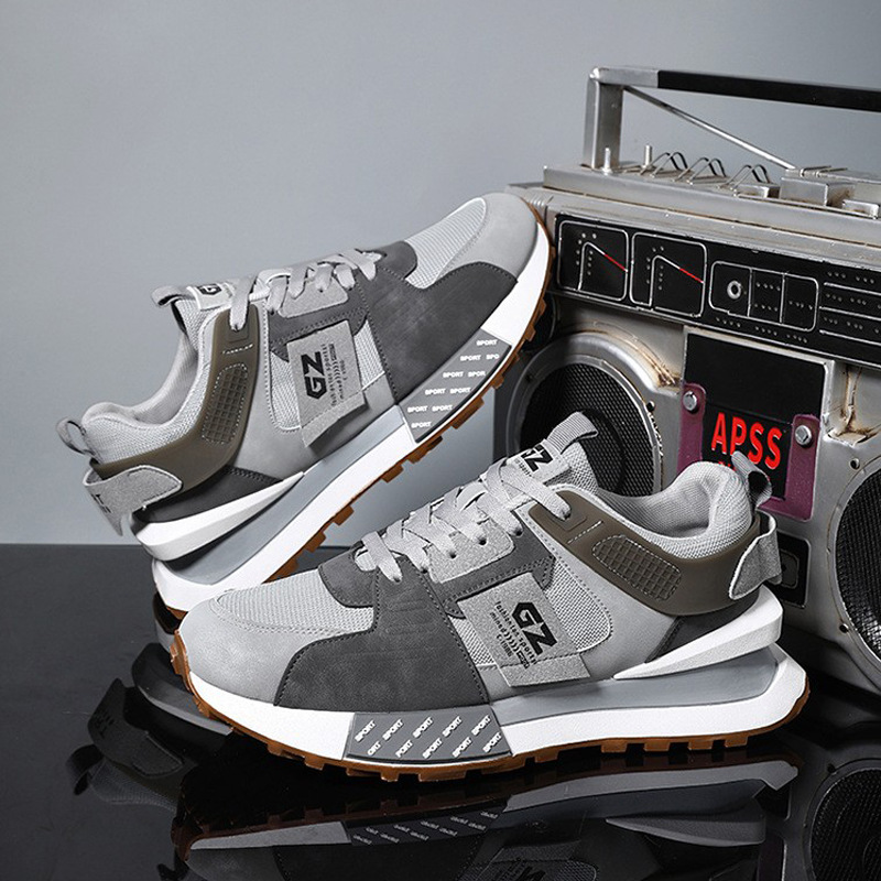 跨境亚马逊男鞋子潮流网眼透气运动鞋时尚厚底男跑步鞋ins老爹鞋