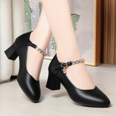 软底舒适跳舞皮鞋 一字扣妈妈鞋 走秀鞋 配旗袍中老年女鞋 春秋款 单鞋