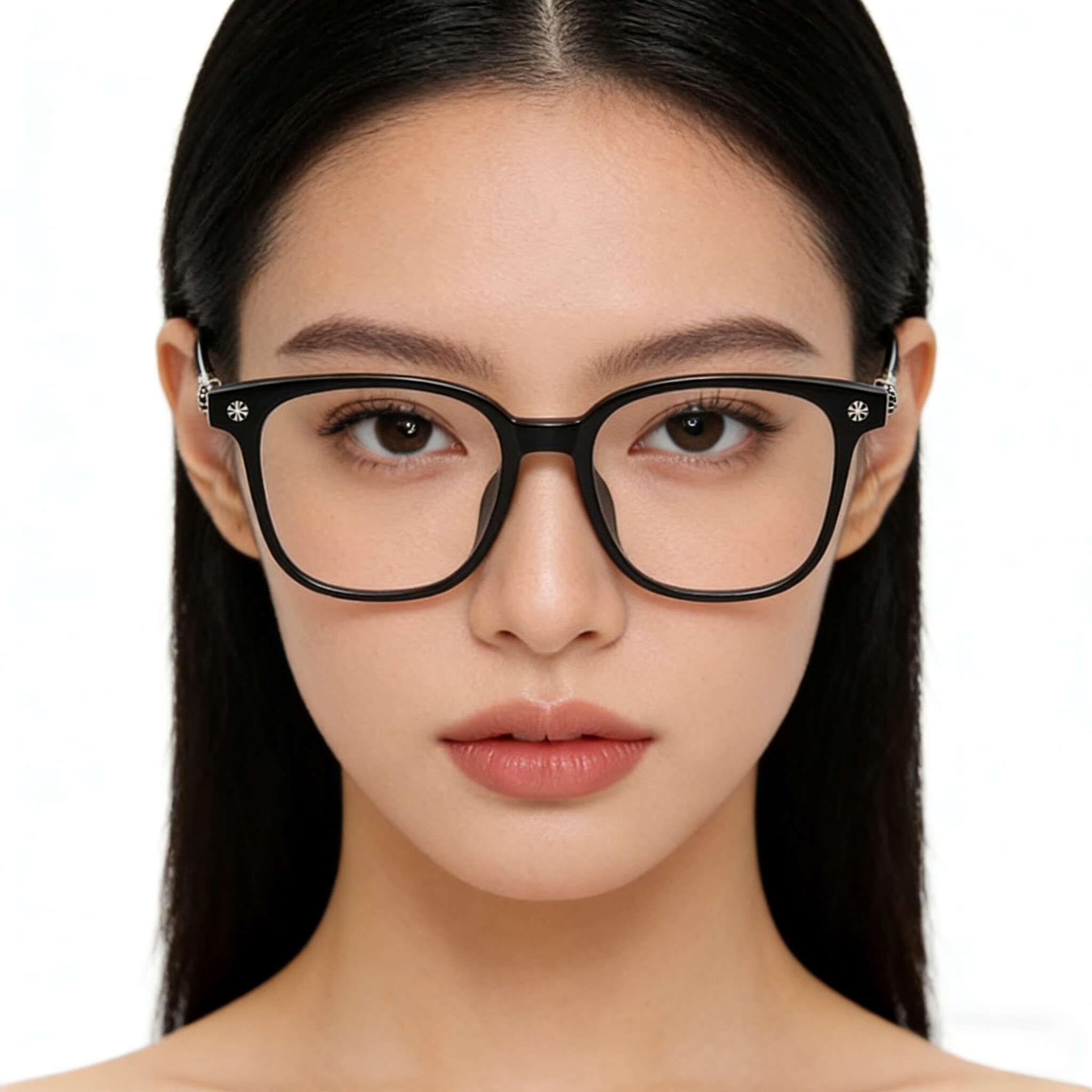 黑色大框近视眼镜克罗方形男女同款素颜显脸小变色防蓝光平光镜框