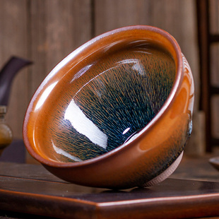 宋代点茶盏工具建盏银毫兔毫盏铁胎茶杯12.5茶盏杯大号点茶碗盏托