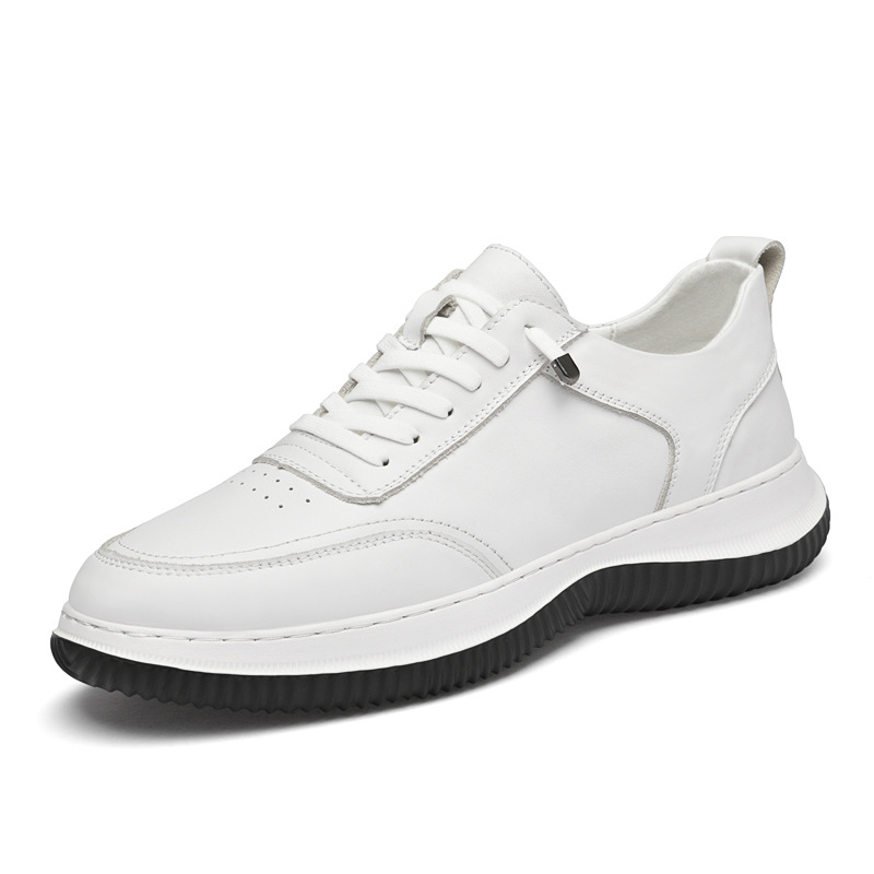 男鞋休闲皮鞋运动休闲鞋春夏真皮牛皮面小白徒步越野运动轻便鞋底