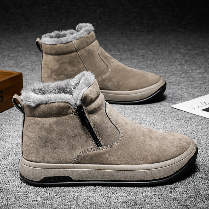 雪地靴男防水防滑冬季男鞋加绒加厚保暖东北棉鞋皮毛一体潮鞋