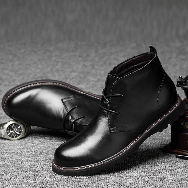 6815男女鞋马丁靴户外工装靴高帮系带真皮大头皮靴冬棉靴大码跨境