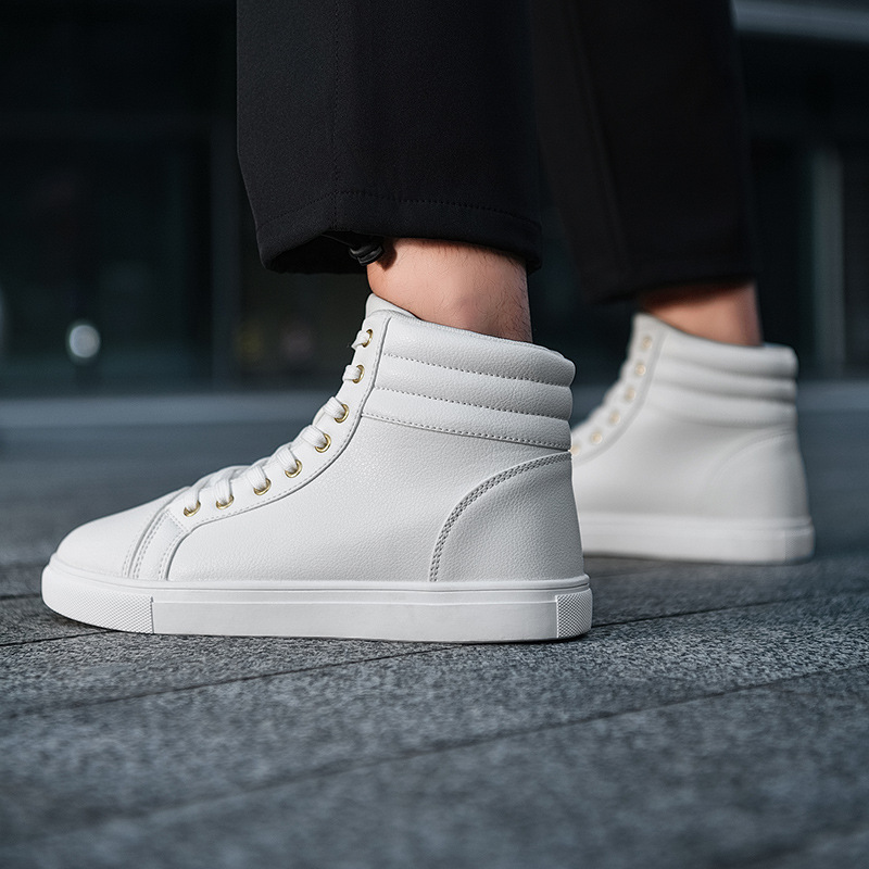 演出鞋潮流软皮休闲纯白板鞋加绒保暖高腰棉鞋男女同款表演运动鞋