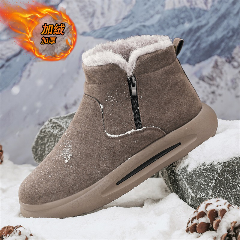 雪地靴男款2025冬季新款加绒加厚棉靴软底皮毛一体防寒东北保暖鞋