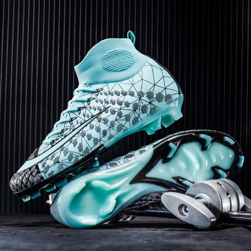 跨境外贸莆田高帮足球鞋男女AG长钉TF碎钉户外运动训练足球鞋