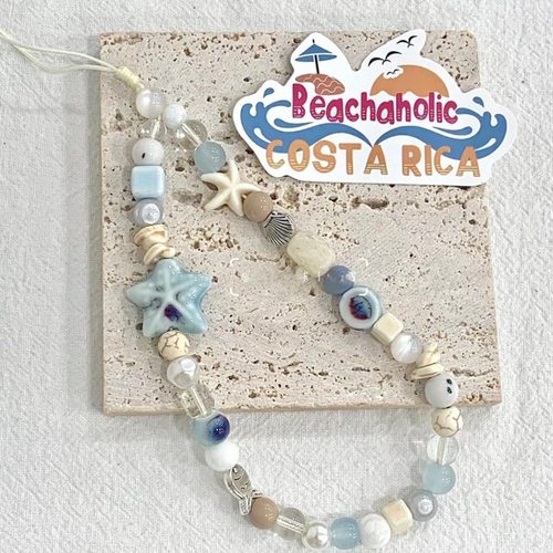 夏日海风蓝星星手机链条小清新ccd挂绳diy挂饰相机防丢绳蓝色系