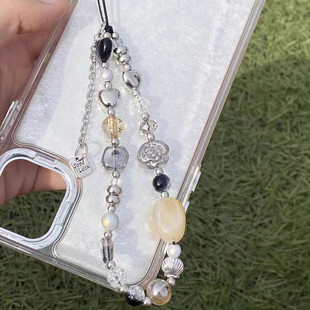 原创ins小众手机链黑白色ccd挂绳哥特式ccd相机挂件串珠手机挂饰