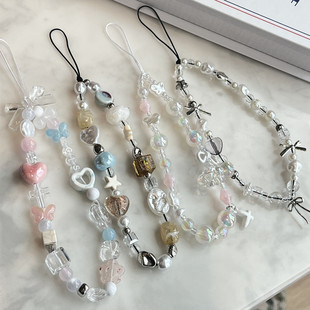 北极星巴洛原创串珠手机链挂绳清新绿色耳机挂链ccd相机挂链挂件