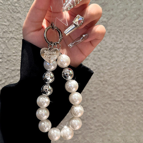 适用手机挂绳高端带钻手腕链子高级感电镀轻奢手工串珠短链子饰品