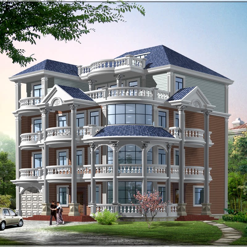 1进深15.6米200平方四层豪华别墅设计图纸带佛龛车库阁楼