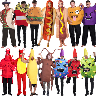 儿童万圣节搞笑演出服装恶搞蟑螂便便蜜蜂龙虾汉堡薯条食物表演服
