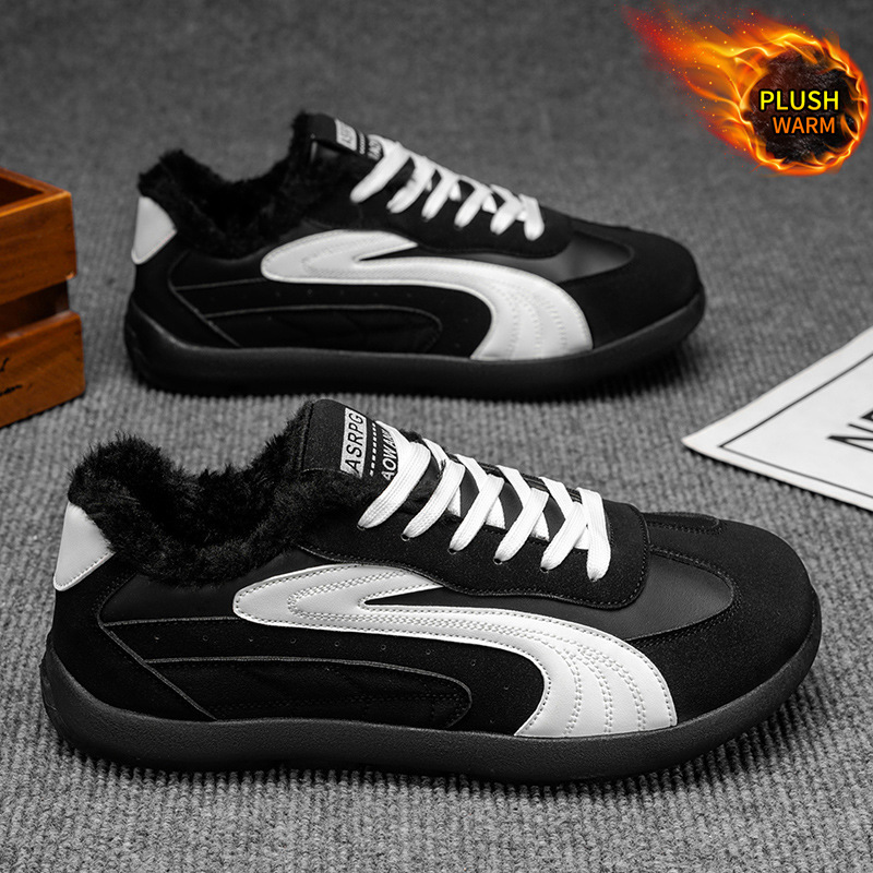 板鞋男款2025冬季新款男士上班开车棉鞋户外加绒保暖运动平板潮鞋