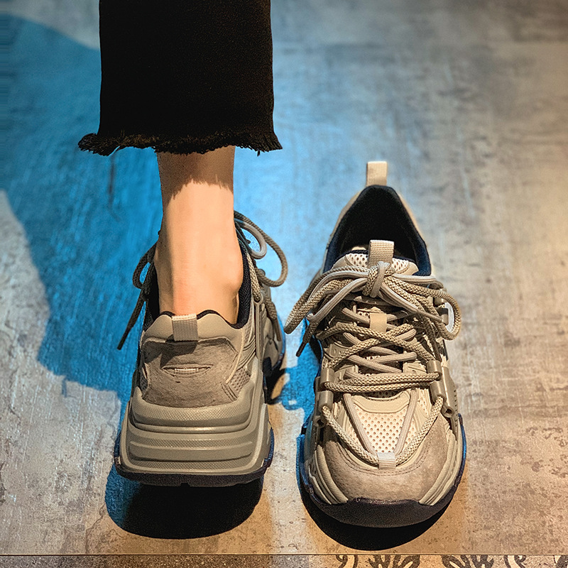 女鞋运动鞋秋冬新款百搭老爹加绒冬季厚底小个子冬款鞋子女冬