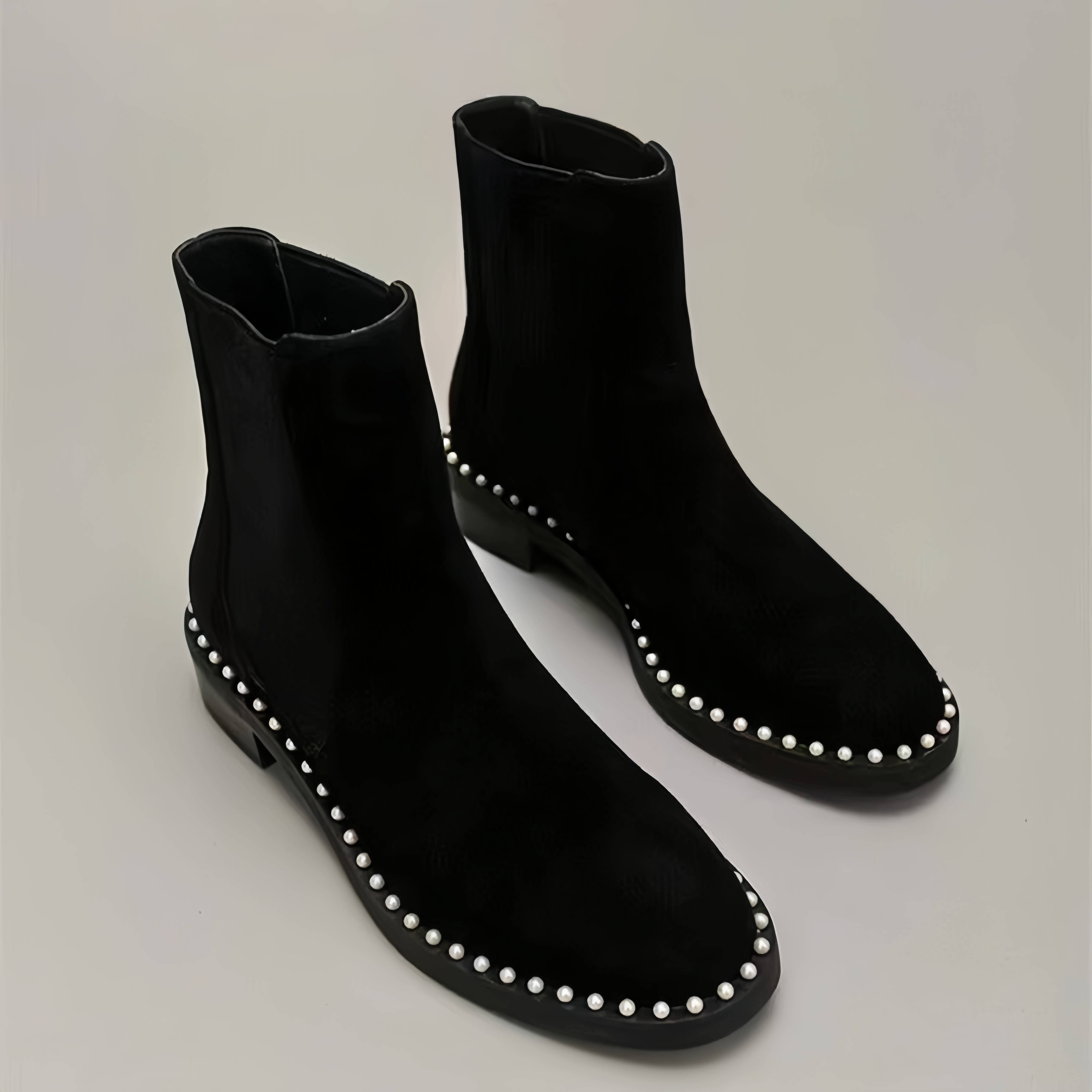 SW新款珍珠靴子短靴厚底英伦风