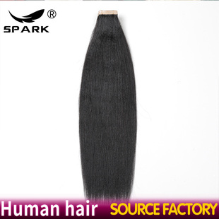 tape in 真人发接发human hair胶片发 light yaki 黑人用pu发