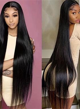 真人假发长头套Straight Lace Frontal  Human Hair Wig4 by 4