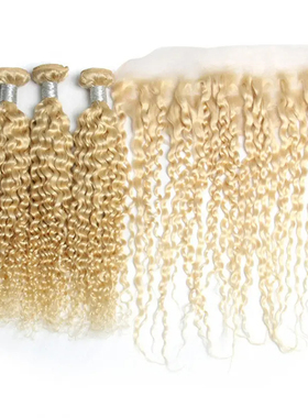 613 curly bundles 曲发发条发块金色发条发帘许昌假发真发欧美