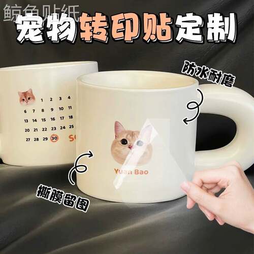 宠物水晶标贴定制猫纸狗玻璃杯杯图案转印di贴y陶瓷子水晶标定照