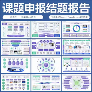 课题申报精选12图教学能力比赛PPT模板结题架构图工科课题框架图