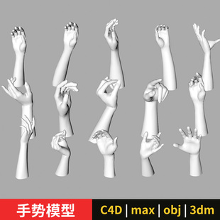 stl 手掌fbx 犀牛手势模型人手姿势 3dm C4D obj 手指 max