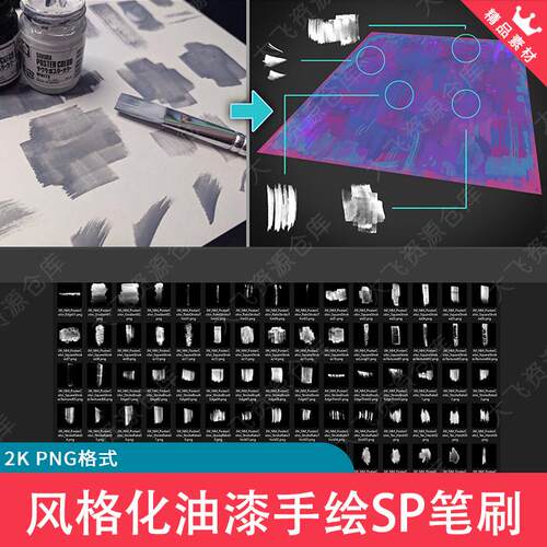 90款Substance Painter2K卡通风格化油漆手绘纹理细节绘画SP笔刷