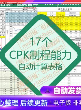 CPK产品制程控制自动计算EXCEL表格SPC能力分析流程图PMP管制模板