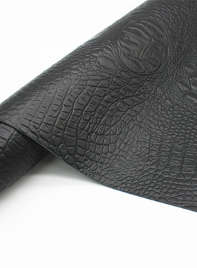 黑色鳄鱼纹印花牛皮皮料真皮面料头层牛皮压花沙发皮包座椅整张皮