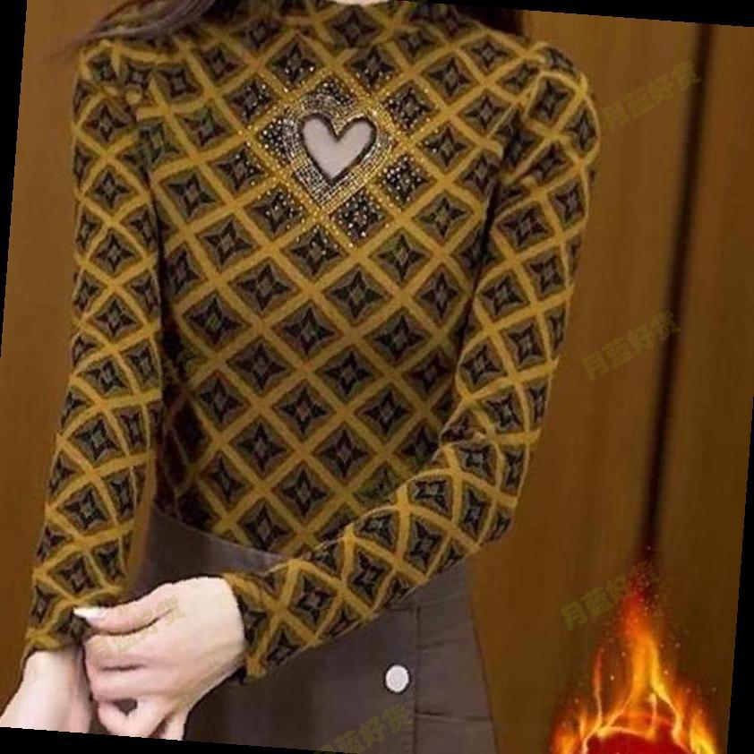 秋冬新款时尚半高领德绒打底长袖小衫显瘦加绒保暖加厚气质妈妈装