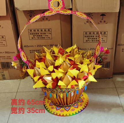 【送教程】中秋折塔花篮材料包婚庆文具手工折纸自折diy手工折纸