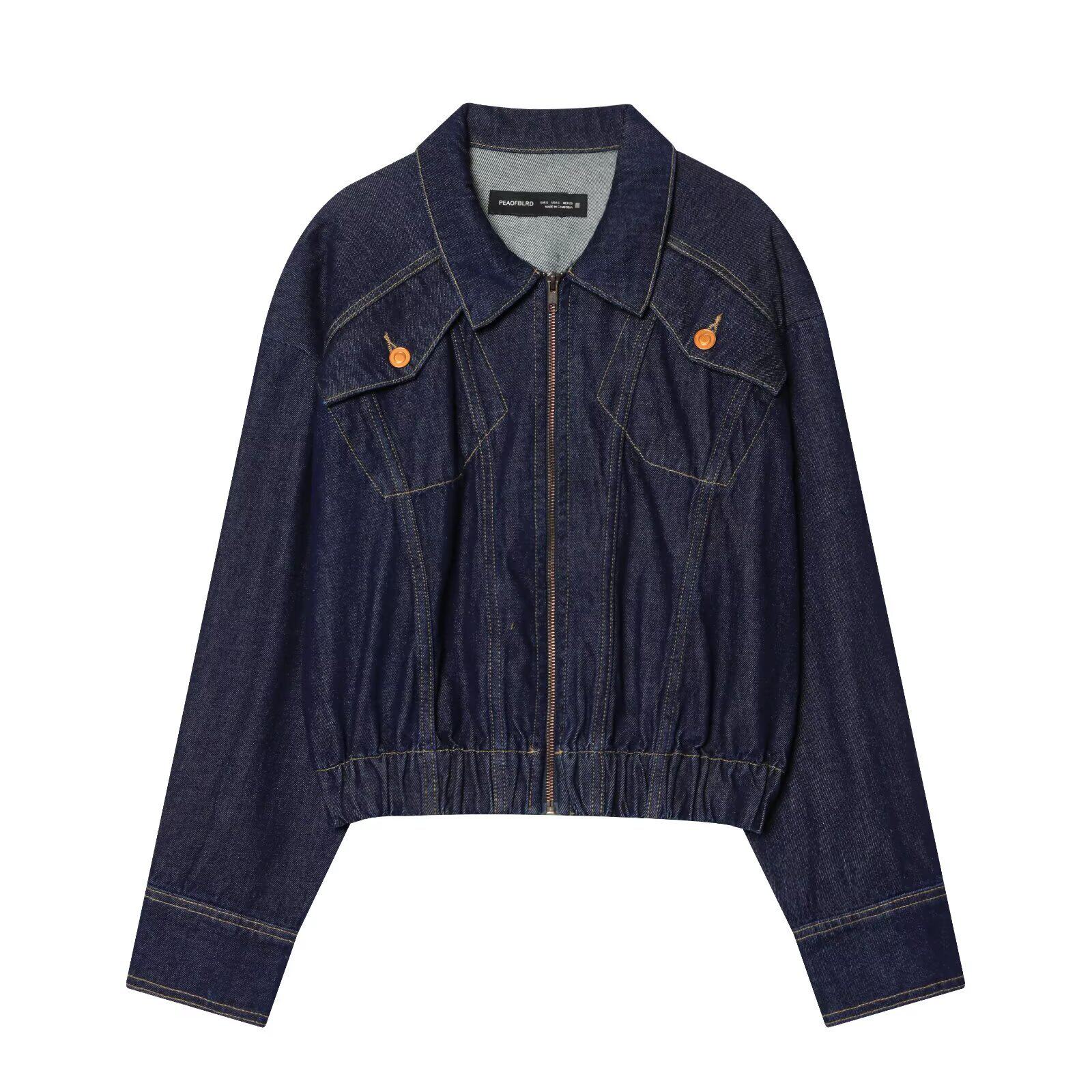 ZA女装夏季新款美式复古风牛仔飞行员夹克外套7223029