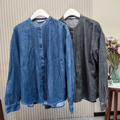 牛仔衬衫/长袖水洗产品女装26秋冬合作款衬衣空调衫薄外套488206