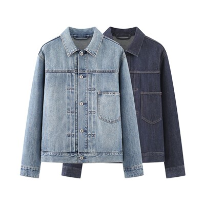 春季新款外套男装女装牛仔茄克水洗产品外套夹克484402