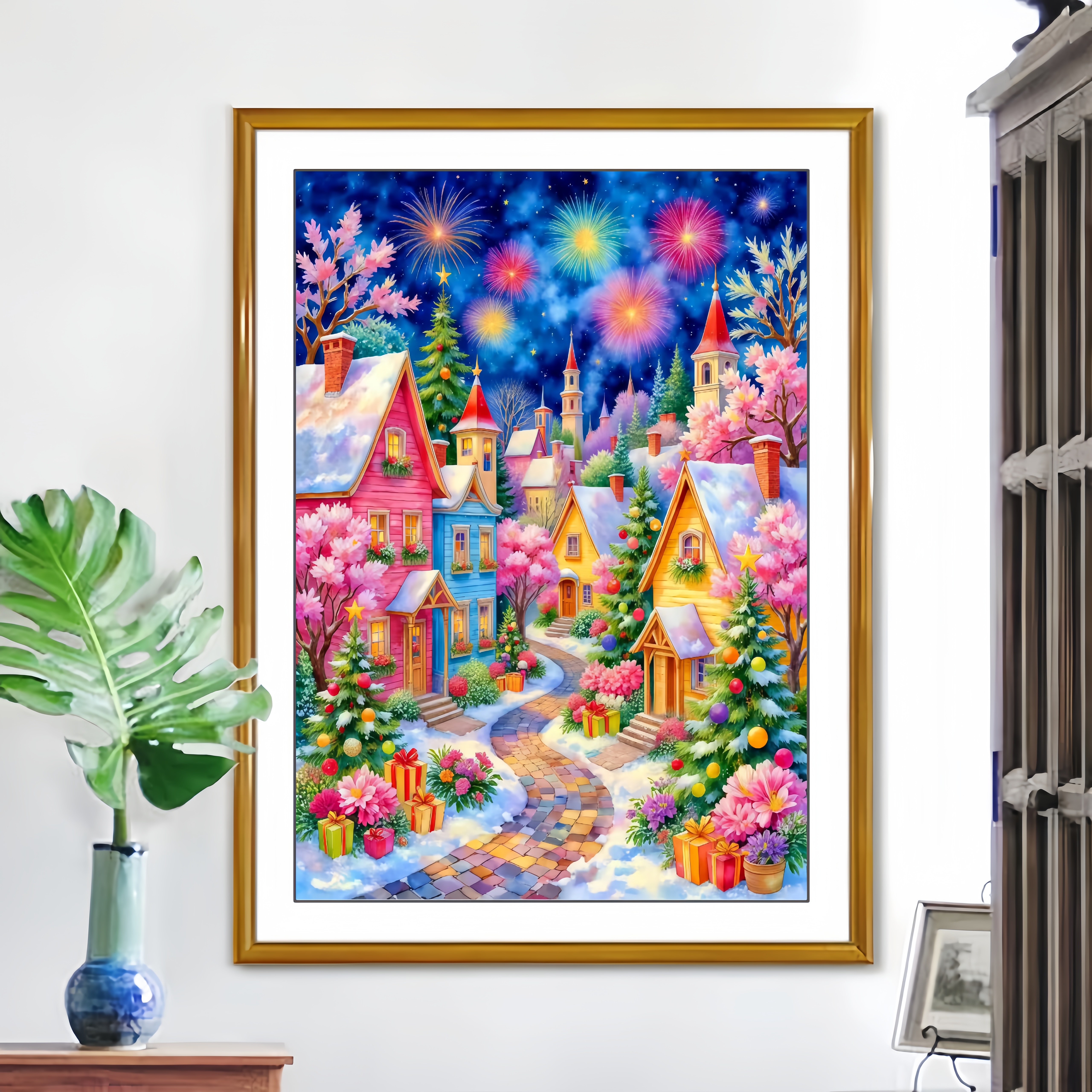 圣诞夜十字绣2026新款线绣满绣37色简单新手卧室简约现代自己绣