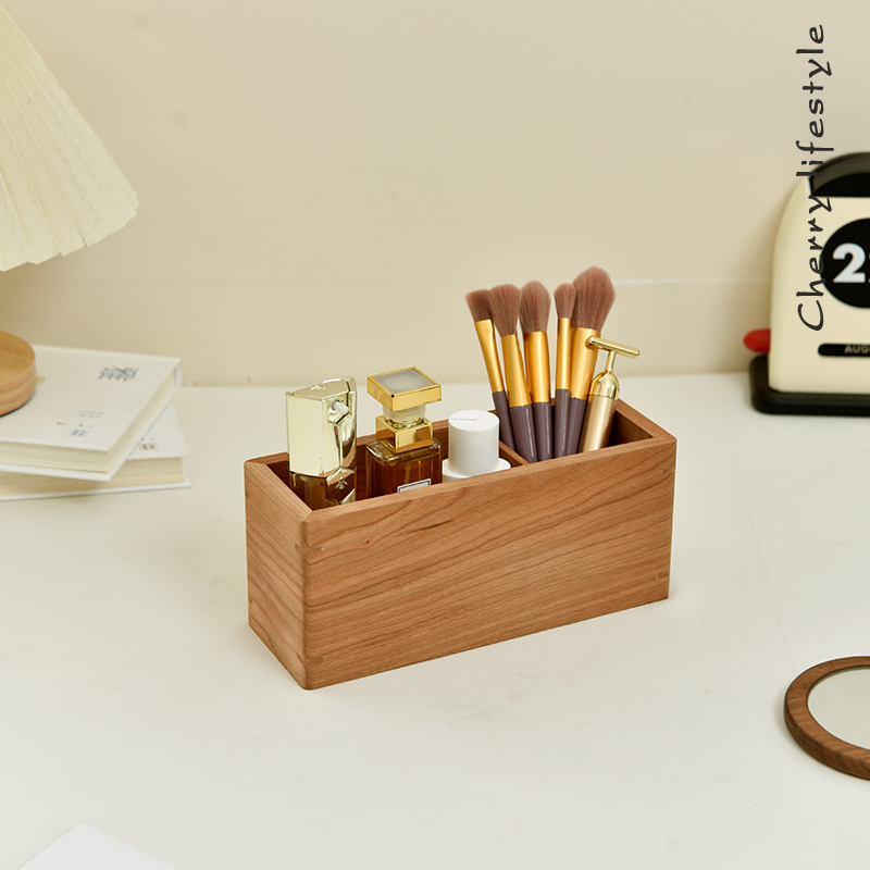 多格桌面收纳盒实木笔筒