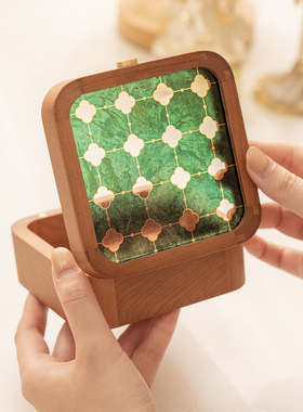 迷你小型收纳盒带盖实木精致小首饰盒独特绝美收纳盒木质手饰盒子