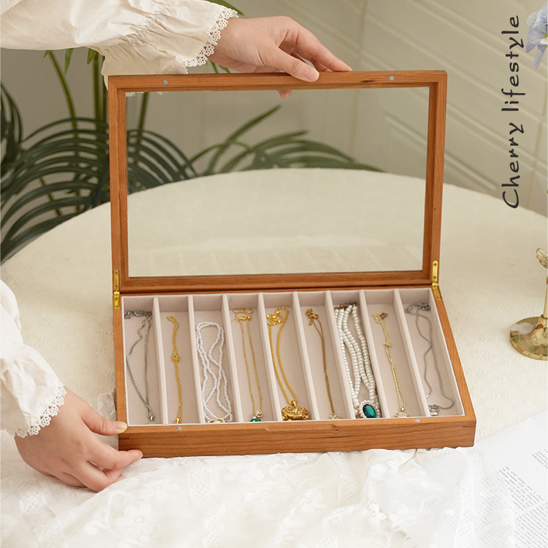 实木九格衬布项链防打结展示盒