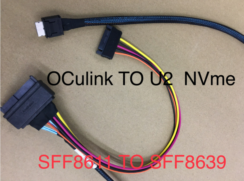 OCulink转 U2 NVme固态盘连接线 SFF8611 TO SFF8639 80公分