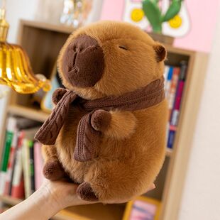 可爱呆萌围巾水豚毛绒玩具安抚卡通玩偶公仔卡皮巴拉女生生日礼物