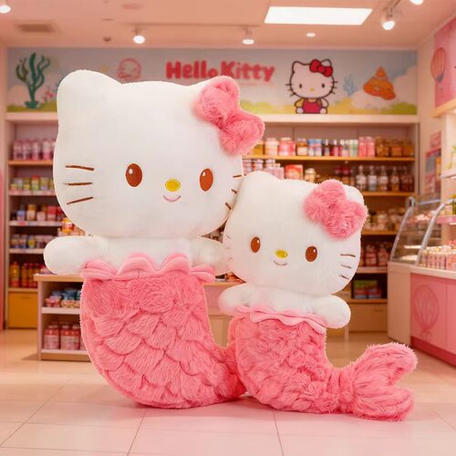 网红美人鱼KT猫玩偶毛绒玩具凯蒂猫咪可爱甜美儿童女孩生日礼物
