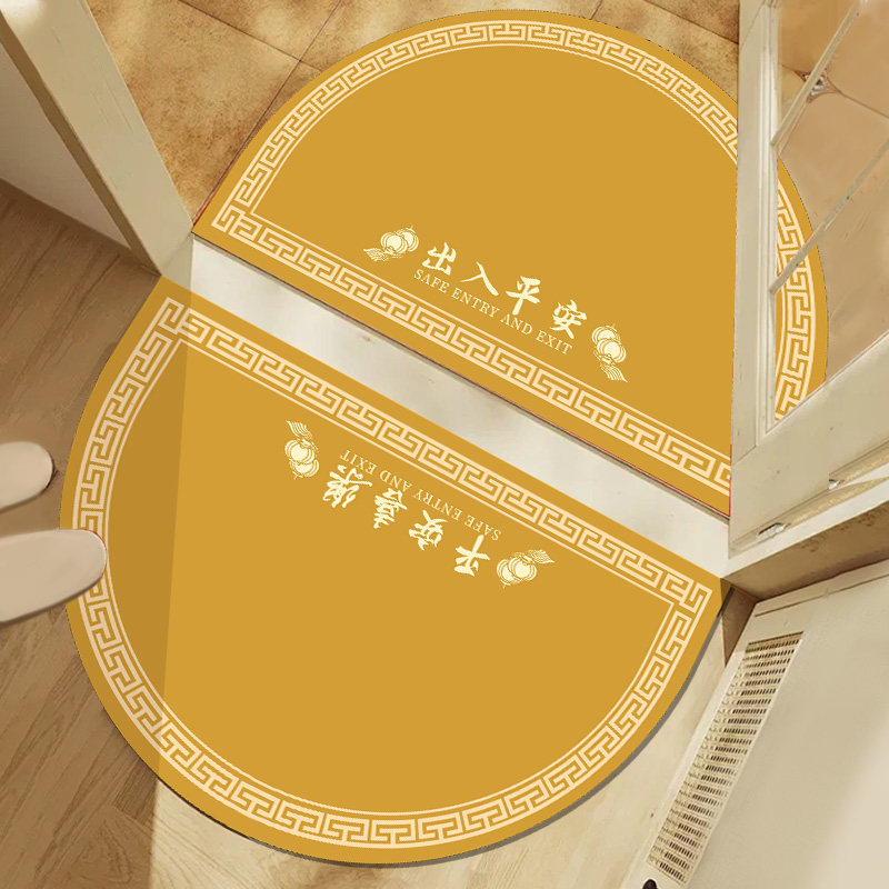 新年环纹入户半圆形金黄色硅藻泥门地垫地毯防滑耐脏门垫金色地垫,居家布艺,入户地垫,淘宝优惠券,粉丝福利购,淘宝优惠卷