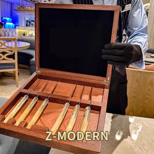 法式感西餐餐具上牛排前选刀仪式感牛排馆牛排刀木柄牛扒刀锯齿刀