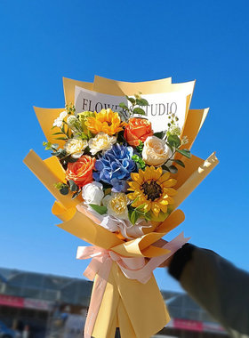 向日葵花束仿真花假花手捧教师节礼物幼儿园活动毕业拍照舞蹈绢花