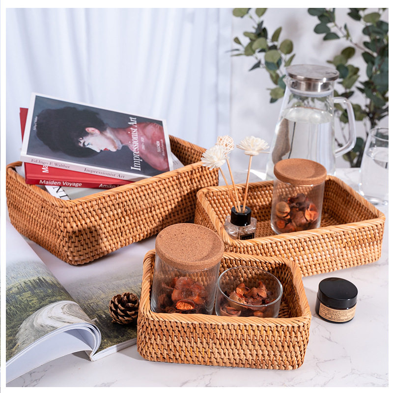 越南进口藤编收纳筐桌面长方形玩具零食田园收纳篮编织出口日本,收纳整理,脏衣篮,淘宝优惠券,粉丝福利购,淘宝优惠卷