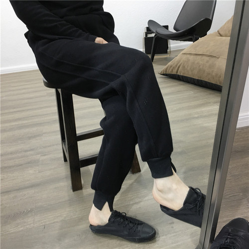加绒加厚卫裤高腰束脚口卫裤