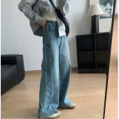高腰显瘦直筒裤 新款 女秋季 细米定制墙推品质CHAO赞垂感阔腿牛仔裤