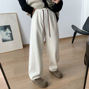 高腰显瘦百搭休闲束脚口阔腿长裤 两穿加绒加厚卫裤 女 福利冬季 特价